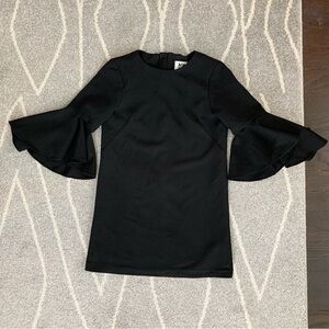 Milly of New York Girls Size 8 Black Stretch Sheath Dress with Long Bell Sleeves